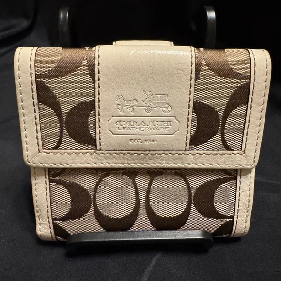 s-l400.jpg Coach Brown and Cream Wallet main image 1